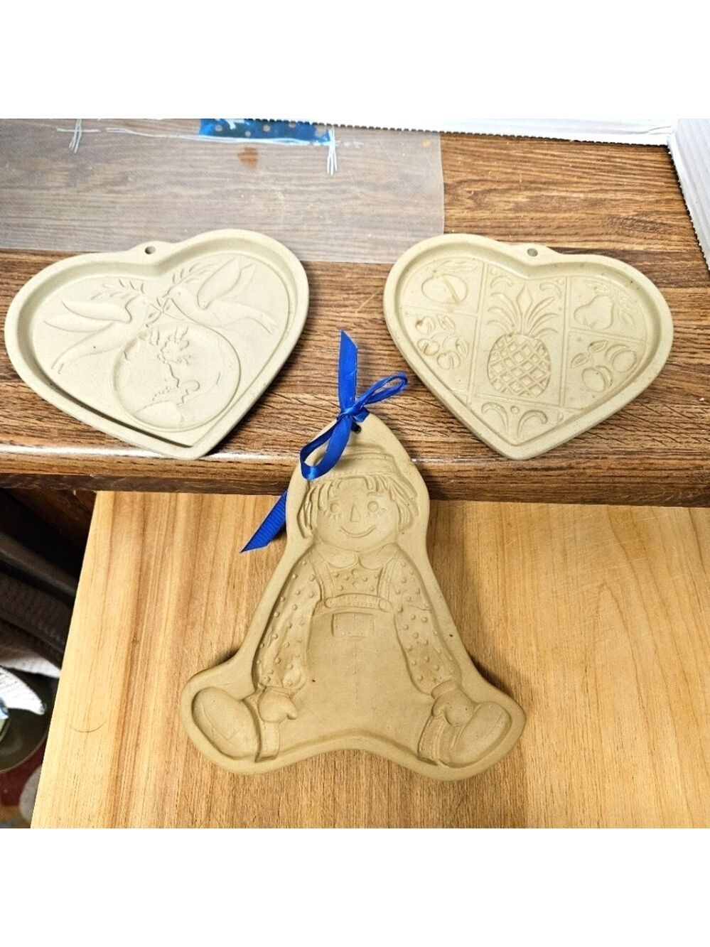 Vintage 3-piece Stoneware Cookie Art Mold Set